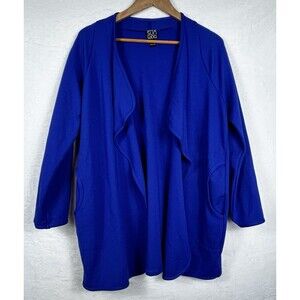 Clara Sun Woo Jacket Size S Royal Blue Drape Open Front Lagenlook Oversized